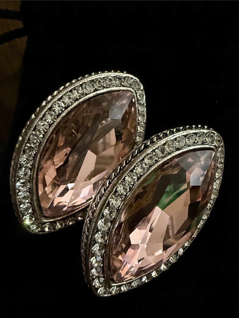 Pink Marquise Crystal Halo Clip- on earrings -Women Jewelry